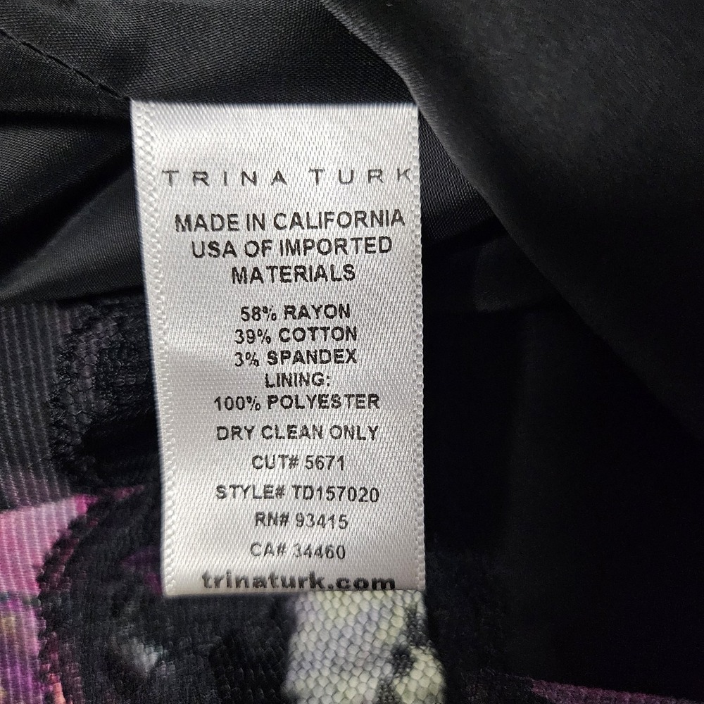 Trina Turk Watercolor Waterlily Black Floral Kurdson Sheath Dress Size 4‎ Office - Picture 8 of 8